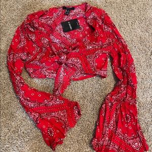Red Bandana Crop Top